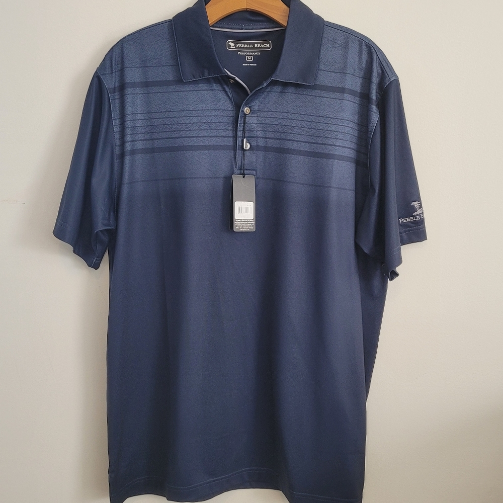 Pebble Beach M navy short sleeve polo shirt